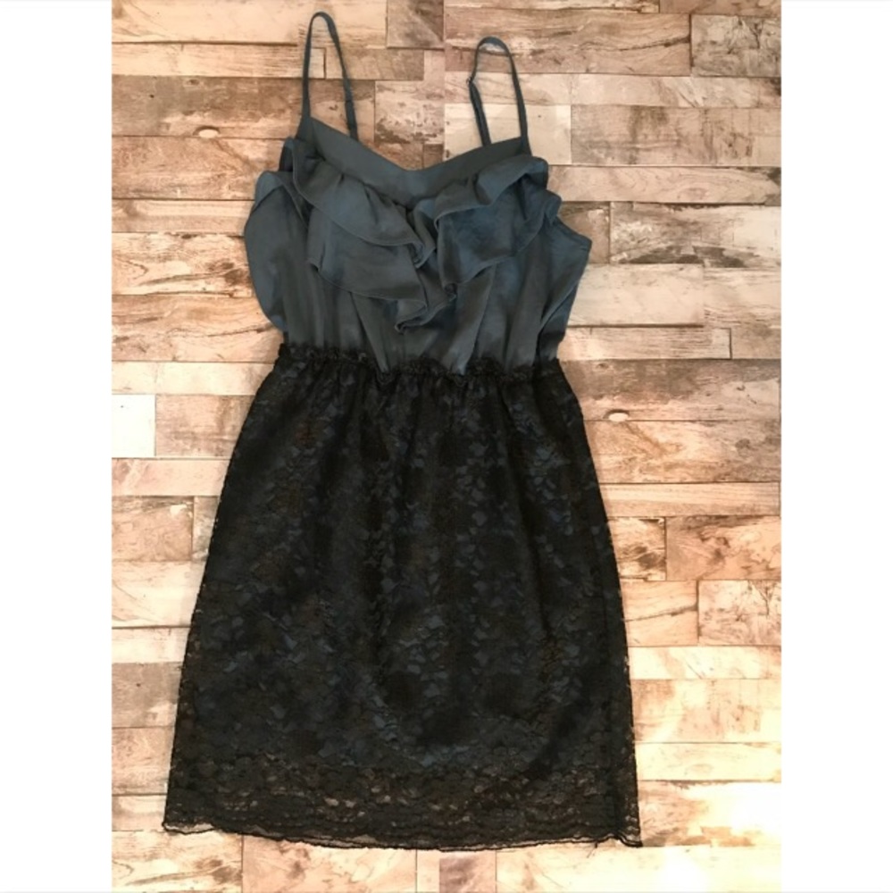 Xhilaration Ruffle/Lace Dress Small Blue/Black